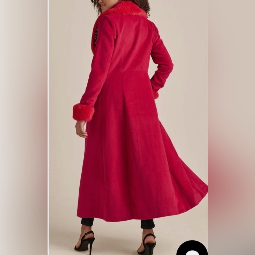 Venus Faux Wool A-Line Maxi Glam Coat – Vibrant Red – Size 6 – NWOT - Picture 7 of 14